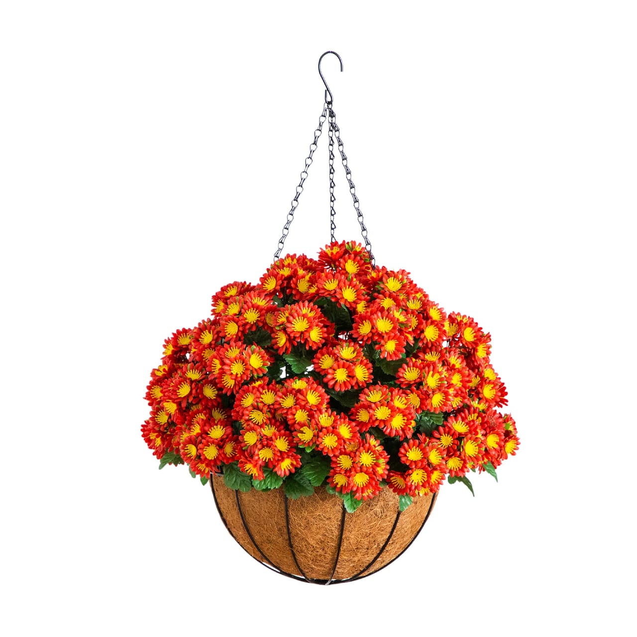24in. UV Resistant Artificial Chrysanthemum Hanging Basket (Indoor/Outdoor)